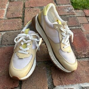 Women’s Madewell MWL Pale Yellow & Cream Platform Sneakers, Size 7